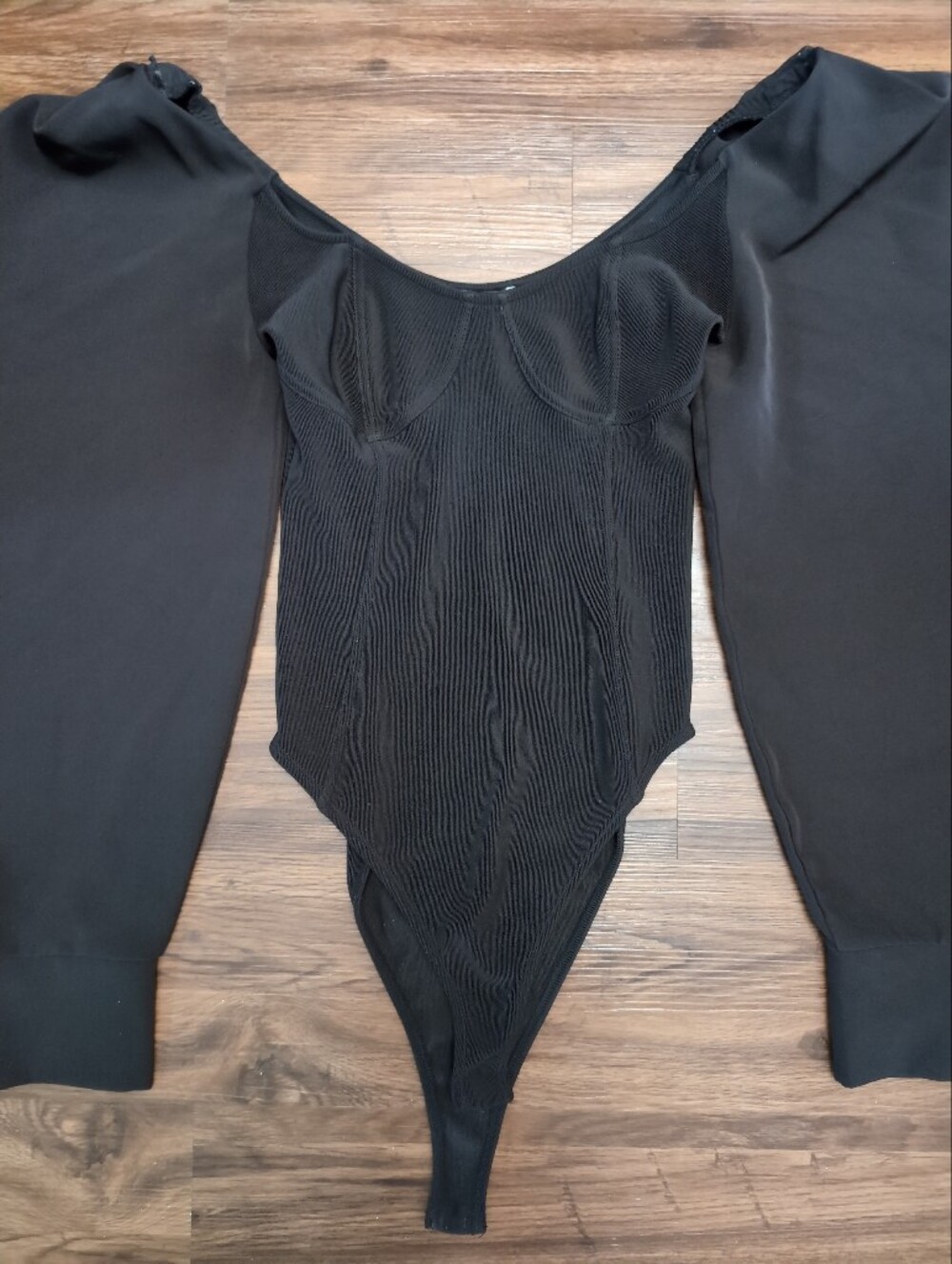 Zara Black Scoop-Neck Long Sleeve Bodysuit Sweater